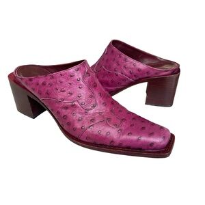 Ostrich Leather Mules Purple Fiorina Italy Women’s